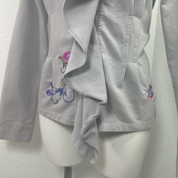 Antoinette C Embroidered Waterfall Frill Front Zip Jacket - Picture 5 of 16